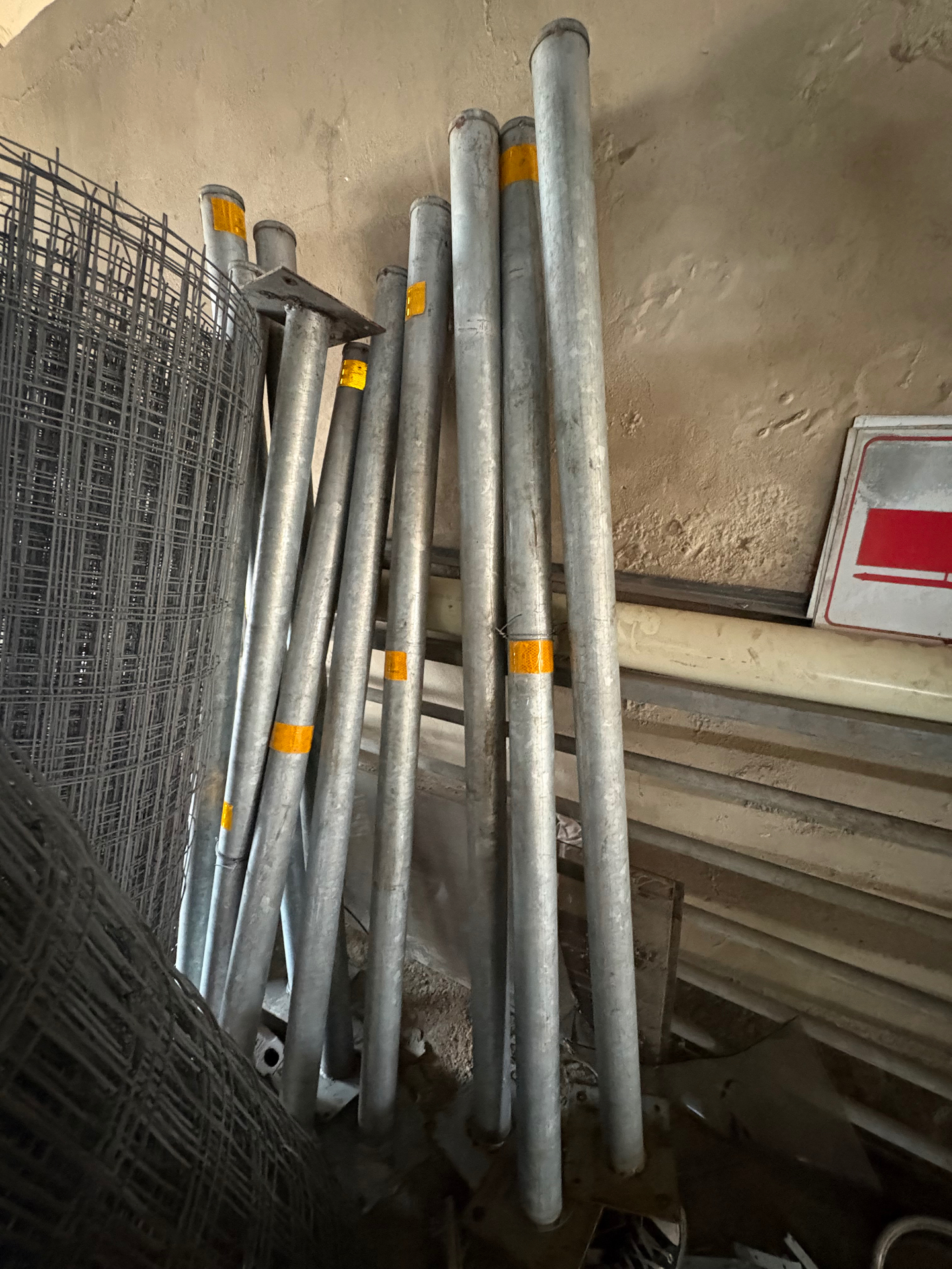Stack of steel galvanized poles and tubes