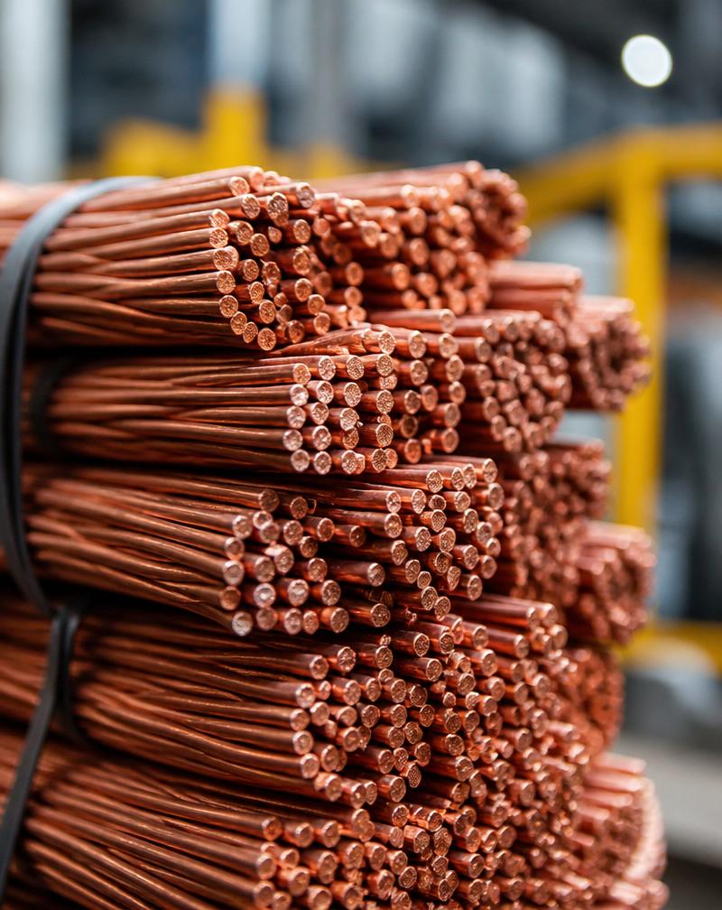 Clean, stripped copper wire bundled tightly, ready for recycling